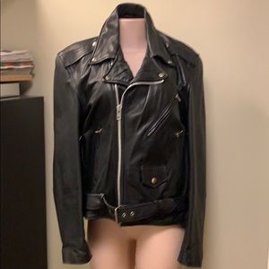 Unisex Black Leather Biker Jacket